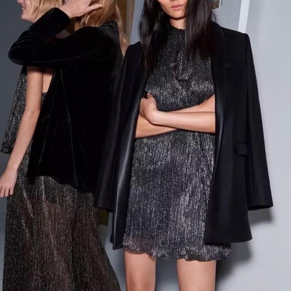 Zara | Metallic Thread Halter Dress - Picture 2 of 6